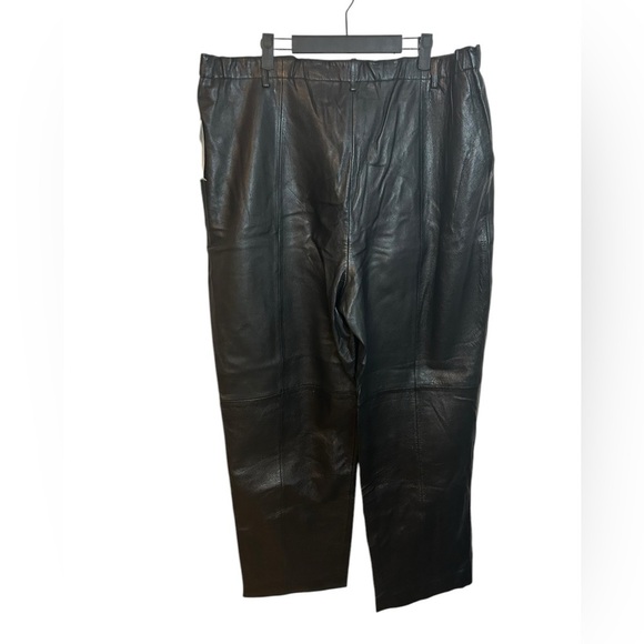 NWT Harve Bernard Vintage Wide Leg Ankle Zip Leather Pants - Picture 2 of 6